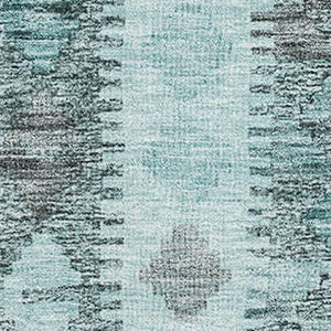 HomeRoots 10' X 14' Teal Gray Aqua Geometric Washable Area Rug with UV Protection for Modern Living Spaces 691848