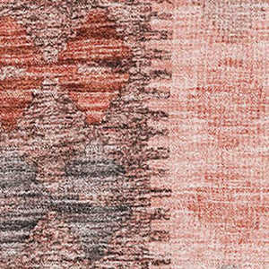 HomeRoots 5' X 8' Stylish Terra Cotta Gray & Silver Geometric Area Rug – Washable, UV-Protected, Durable Design 691850