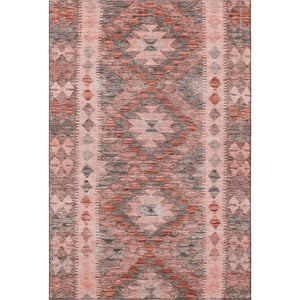 HomeRoots 5' X 8' Stylish Terra Cotta Gray & Silver Geometric Area Rug – Washable, UV-Protected, Durable Design 691850