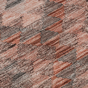 HomeRoots 8' X 8' Stylish Terra Cotta Gray Silver Geometric Washable Rug with UV Defense for High-Traffic Areas 691851