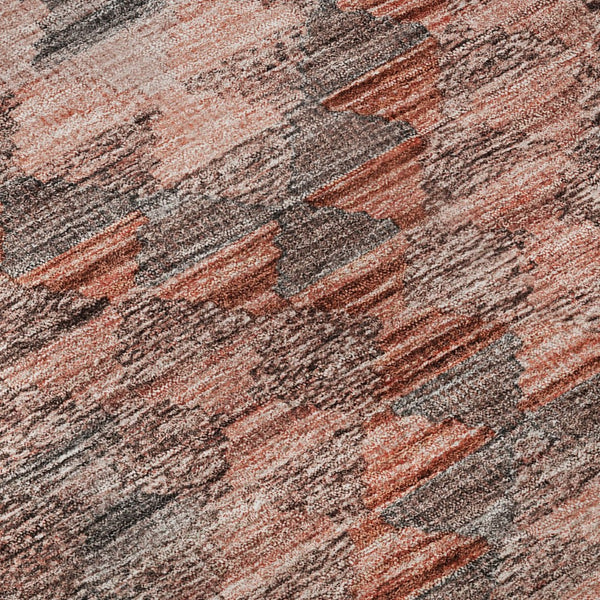 HomeRoots 8' X 8' Stylish Terra Cotta Gray Silver Geometric Washable Rug with UV Defense for High-Traffic Areas 691851