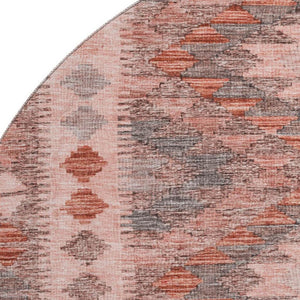 HomeRoots 8' X 8' Stylish Terra Cotta Gray Silver Geometric Washable Rug with UV Defense for High-Traffic Areas 691851