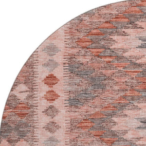 HomeRoots 8' X 8' Stylish Terra Cotta Gray Silver Geometric Washable Rug with UV Defense for High-Traffic Areas 691851