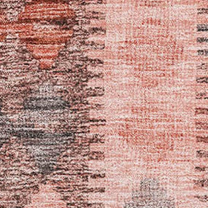 HomeRoots 9' X 12' Stylish Terra Cotta, Gray & Silver Geometric Washable Area Rug with UV Protection & Non-Slip Backing 691853