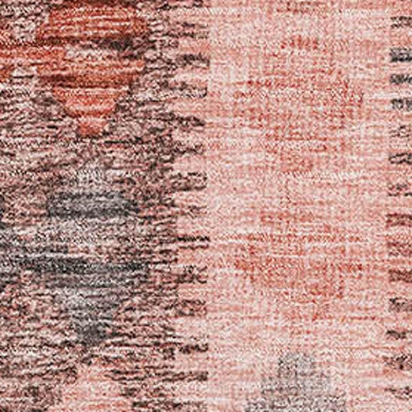 HomeRoots 9' X 12' Stylish Terra Cotta, Gray & Silver Geometric Washable Area Rug with UV Protection & Non-Slip Backing 691853