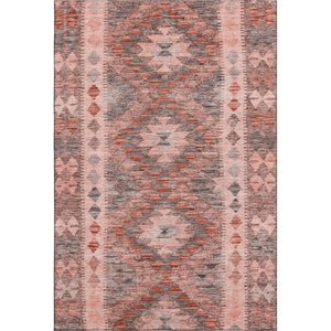 HomeRoots 10' Geometric Washable Area Rug in Terra Cotta, Gray & Silver - UV Protected, Durable & Stylish! 691854