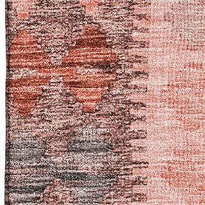 HomeRoots 10' Geometric Washable Area Rug in Terra Cotta, Gray & Silver - UV Protected, Durable & Stylish! 691854