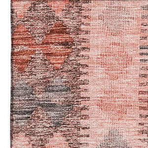 HomeRoots 10' Geometric Washable Area Rug in Terra Cotta, Gray & Silver - UV Protected, Durable & Stylish! 691854