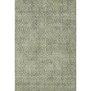 HomeRoots 5' X 8' Artichoke Green & Ivory Geometric Washable Area Rug with UV Protection for Any Space 691856