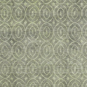 HomeRoots 8' Artichoke Green & Ivory Geometric Washable Area Rug - UV Protected for High-Traffic Spaces! 691858