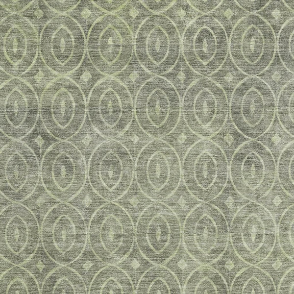 HomeRoots 8' Artichoke Green & Ivory Geometric Washable Area Rug - UV Protected for High-Traffic Spaces! 691858
