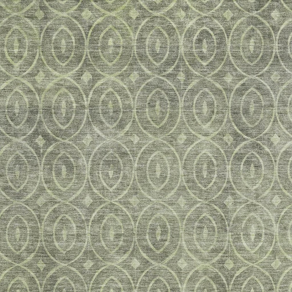 HomeRoots 9' X 12' Artichoke Green Geometric Washable Area Rug with UV Protection for Stylish Family Spaces 691859