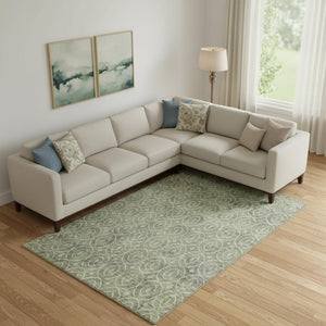 HomeRoots 10' X 14' Artichoke Green Geometric Washable Area Rug - Stain Resistant, UV Protected & Stylish! 691860