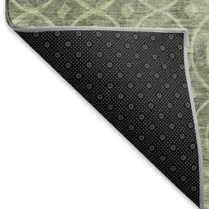 HomeRoots 10' X 14' Artichoke Green Geometric Washable Area Rug - Stain Resistant, UV Protected & Stylish! 691860