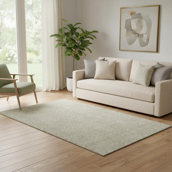 HomeRoots 5' X 8' Beige and Ivory Geometric Washable Area Rug with UV Protection for Stylish, Everyday Living 691862