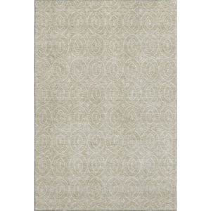 HomeRoots 5' X 8' Beige and Ivory Geometric Washable Area Rug with UV Protection for Stylish, Everyday Living 691862