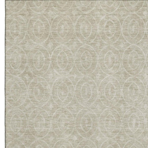 HomeRoots 5' X 8' Beige and Ivory Geometric Washable Area Rug with UV Protection for Stylish, Everyday Living 691862