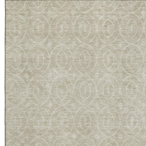 HomeRoots 5' X 8' Beige and Ivory Geometric Washable Area Rug with UV Protection for Stylish, Everyday Living 691862