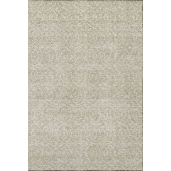 HomeRoots 5' X 8' Beige and Ivory Geometric Washable Area Rug with UV Protection for Stylish, Everyday Living 691862