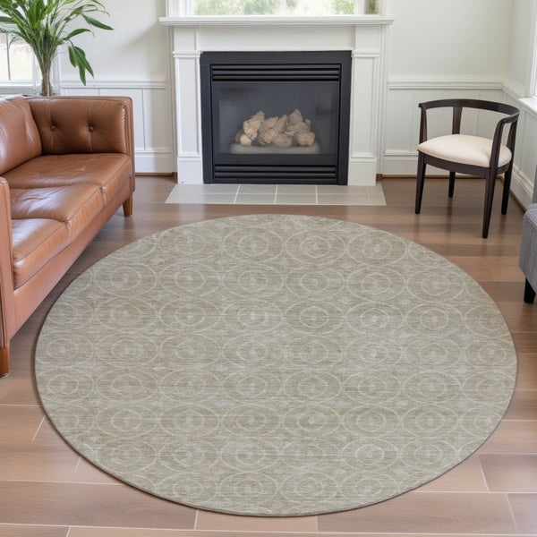 HomeRoots 8' X 8' Stylish Beige and Ivory Geometric Area Rug – Washable, UV-Protected, Pet-Friendly Design! 691863
