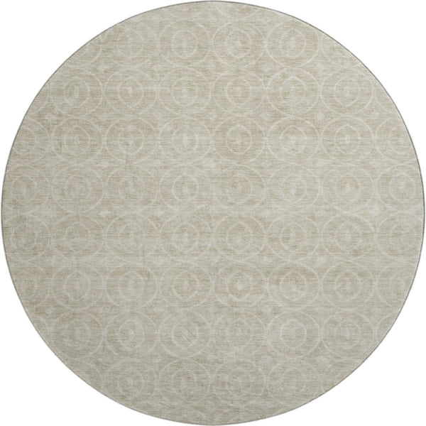 HomeRoots 8' X 8' Stylish Beige and Ivory Geometric Area Rug – Washable, UV-Protected, Pet-Friendly Design! 691863