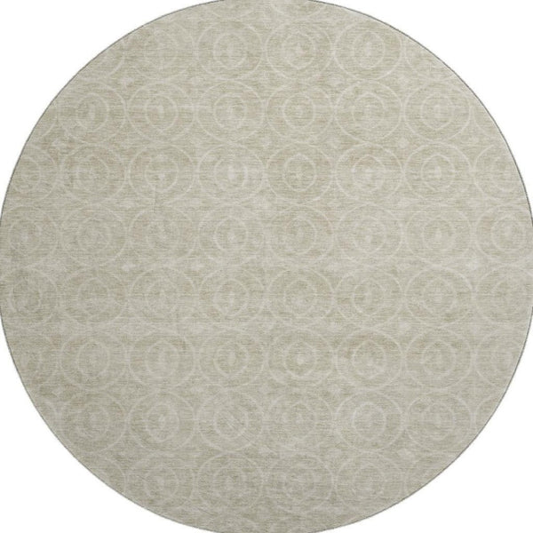 HomeRoots 8' X 8' Stylish Beige and Ivory Geometric Area Rug – Washable, UV-Protected, Pet-Friendly Design! 691863