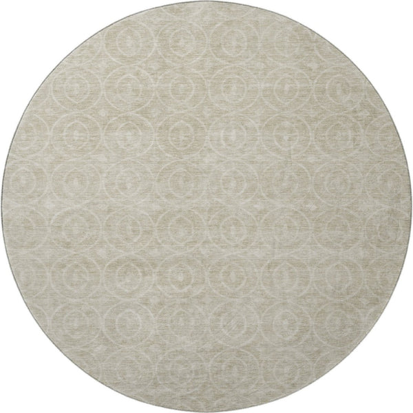 HomeRoots 8' X 8' Stylish Beige and Ivory Geometric Area Rug – Washable, UV-Protected, Pet-Friendly Design! 691863