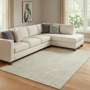 HomeRoots 8' Beige and Ivory Geometric Area Rug - Stylish, Washable, UV-Protected, Perfect for Busy Homes! 691864
