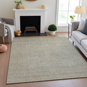HomeRoots 8' Beige and Ivory Geometric Area Rug - Stylish, Washable, UV-Protected, Perfect for Busy Homes! 691864