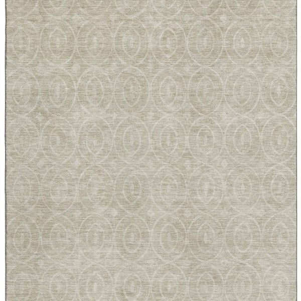 HomeRoots 8' Beige and Ivory Geometric Area Rug - Stylish, Washable, UV-Protected, Perfect for Busy Homes! 691864