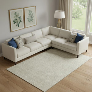 HomeRoots 9' X 12' Beige And Ivory Geometric Area Rug - Durable, Washable, UV-Protected for Modern Spaces 691865
