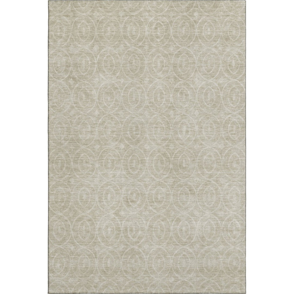 HomeRoots 9' X 12' Beige And Ivory Geometric Area Rug - Durable, Washable, UV-Protected for Modern Spaces 691865