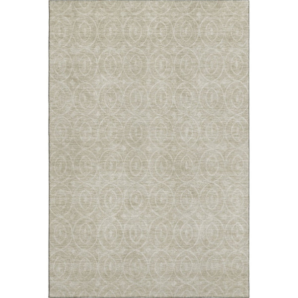 HomeRoots 10' X 14' Beige and Ivory Geometric Area Rug – Washable, UV-Protected, Perfect for Busy Homes! 691866