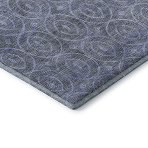 HomeRoots 5' X 8' Denim Blue Geometric Area Rug – Stylish, Washable & UV-Protected for Modern Homes & Patios 691868