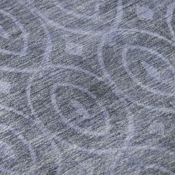 HomeRoots 8' X 8' Washable Denim Blue & Ivory Geometric Round Rug with UV Protection for High Traffic Spaces 691869