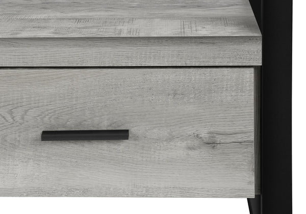 English Elm Tv Stand Rustic Reclaimed-Look 60 Inch Media Console with Open Shelf, 3 Metal Glide Drawers, Sturdy Frame Grey 61 L x 19 W x 8 H B2710P219135