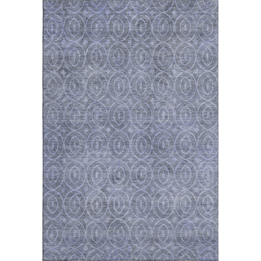 HomeRoots 10' X 14' Denim Blue & Ivory Geometric Area Rug - Washable, UV-Protected, Perfect for High-Traffic Spaces! 691872