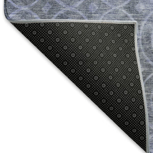 HomeRoots 10' X 14' Denim Blue & Ivory Geometric Area Rug - Washable, UV-Protected, Perfect for High-Traffic Spaces! 691872
