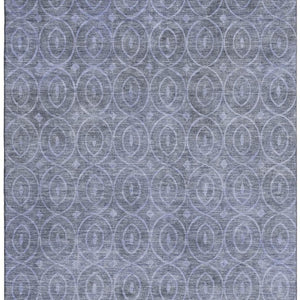 HomeRoots 10' X 14' Denim Blue & Ivory Geometric Area Rug - Washable, UV-Protected, Perfect for High-Traffic Spaces! 691872