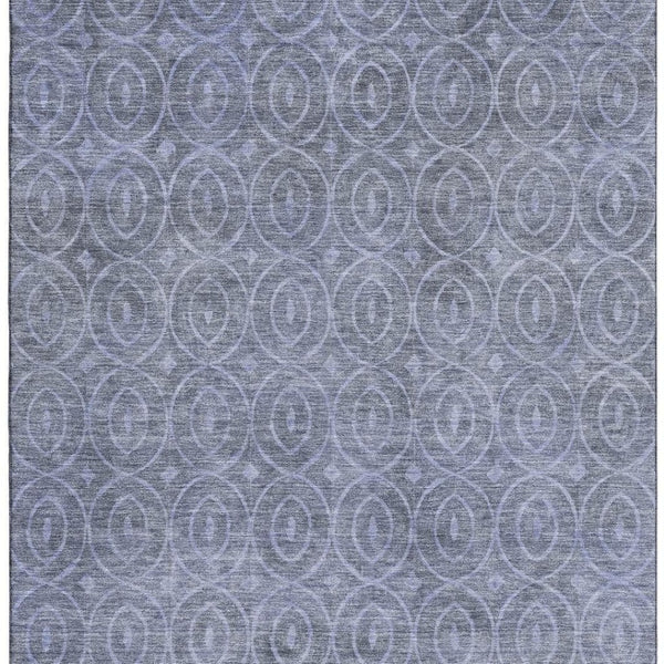 HomeRoots 10' X 14' Denim Blue & Ivory Geometric Area Rug - Washable, UV-Protected, Perfect for High-Traffic Spaces! 691872
