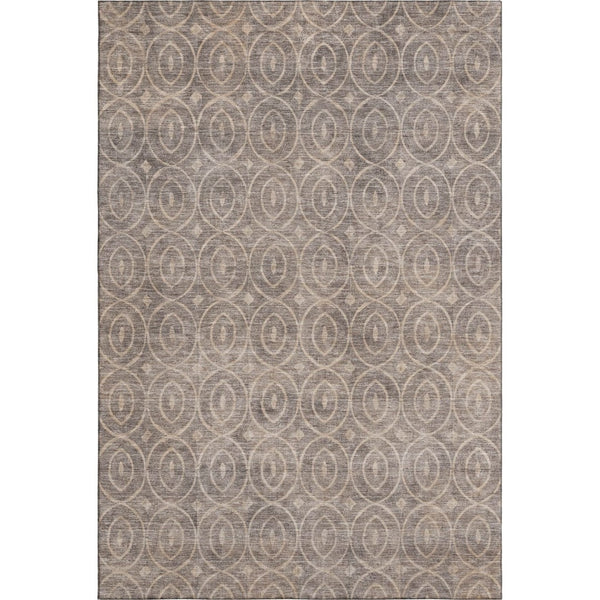 HomeRoots 5' X 8' Coffee and Beige Geometric Area Rug - Washable, UV-Protected, Durable Design for High Traffic Spaces 691874