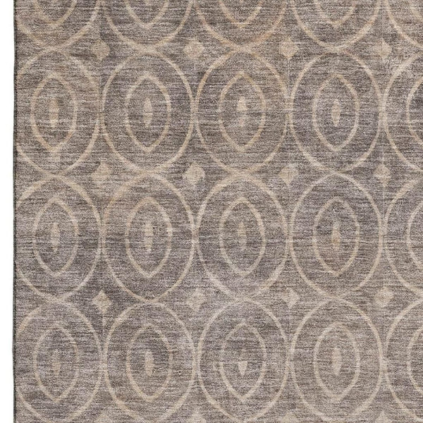 HomeRoots 5' X 8' Coffee and Beige Geometric Area Rug - Washable, UV-Protected, Durable Design for High Traffic Spaces 691874