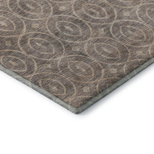 HomeRoots 8' X 8' Stylish Geometric Washable Round Rug in Coffee & Beige - UV Protected, Durable & Easy Care 691875