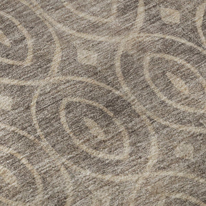 HomeRoots 8' X 8' Stylish Geometric Washable Round Rug in Coffee & Beige - UV Protected, Durable & Easy Care 691875