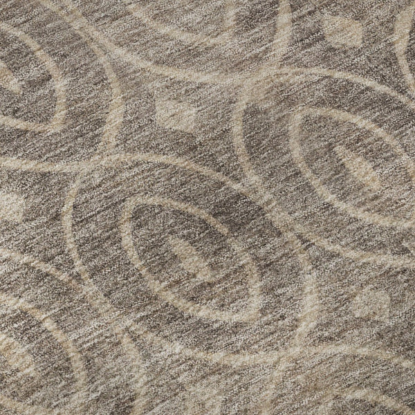 HomeRoots 8' X 8' Stylish Geometric Washable Round Rug in Coffee & Beige - UV Protected, Durable & Easy Care 691875