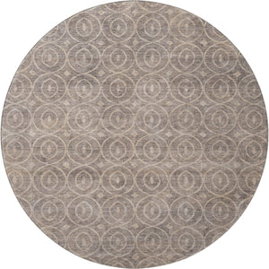 HomeRoots 8' X 8' Stylish Geometric Washable Round Rug in Coffee & Beige - UV Protected, Durable & Easy Care 691875