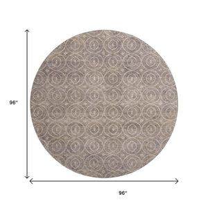 HomeRoots 8' X 8' Stylish Geometric Washable Round Rug in Coffee & Beige - UV Protected, Durable & Easy Care 691875