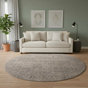 HomeRoots 8' X 8' Stylish Geometric Washable Round Rug in Coffee & Beige - UV Protected, Durable & Easy Care 691875