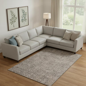 HomeRoots 9' X 12' Coffee And Beige Geometric Area Rug - Stylish, Washable, UV Protected for High-Traffic Areas 691877