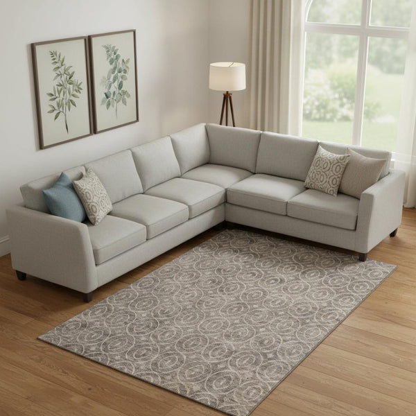 HomeRoots 9' X 12' Coffee And Beige Geometric Area Rug - Stylish, Washable, UV Protected for High-Traffic Areas 691877